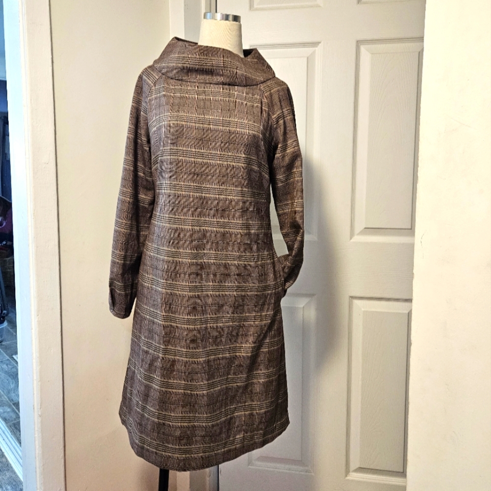 Cowl Brown Long Sleeve Dress NWOT